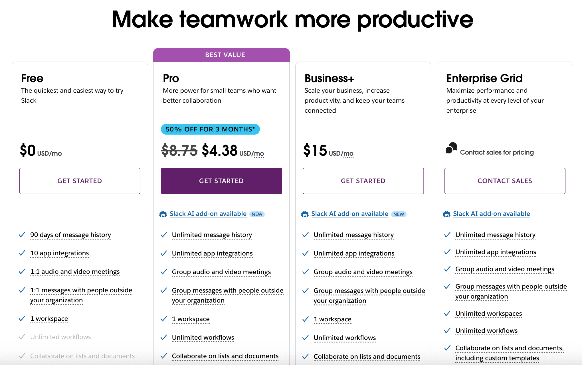 slack pricing product led growth