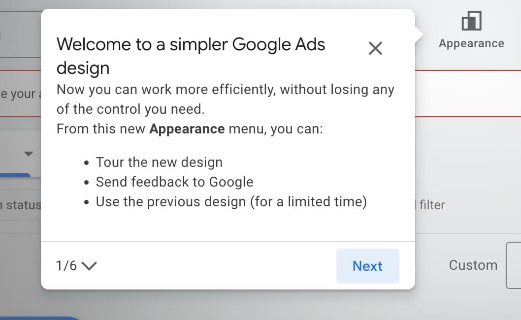 Google Ads product tour 1