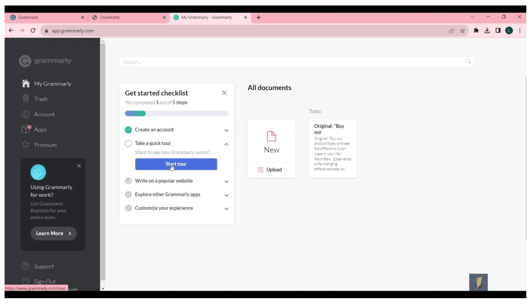 grammarly onboarding