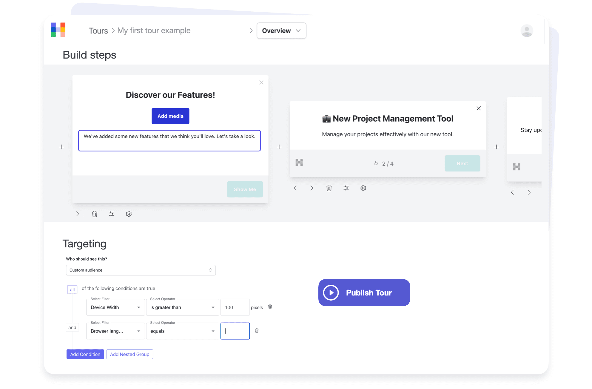 hopscotch product tours dashboard