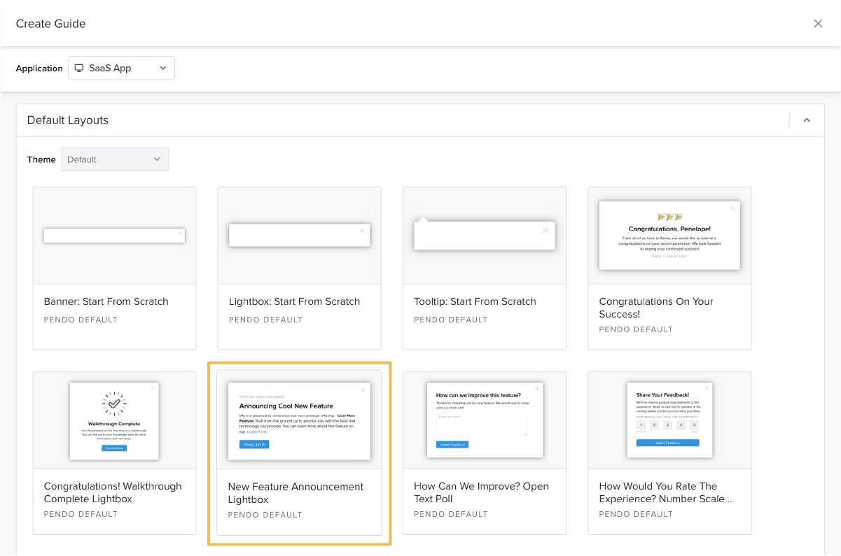 Pendo Onboarding GettingStarted HowTo SelectLayout