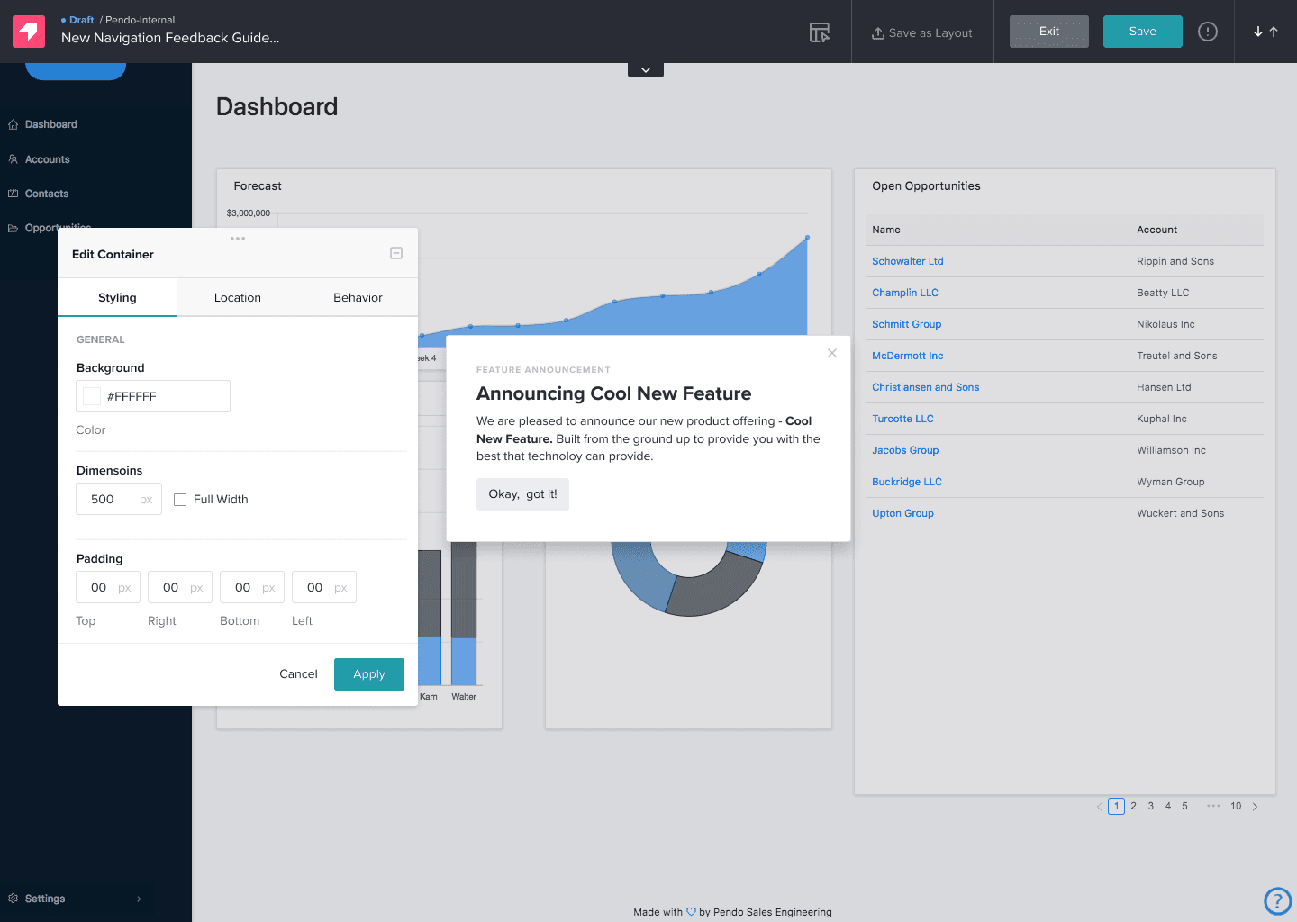 pendo designer editor