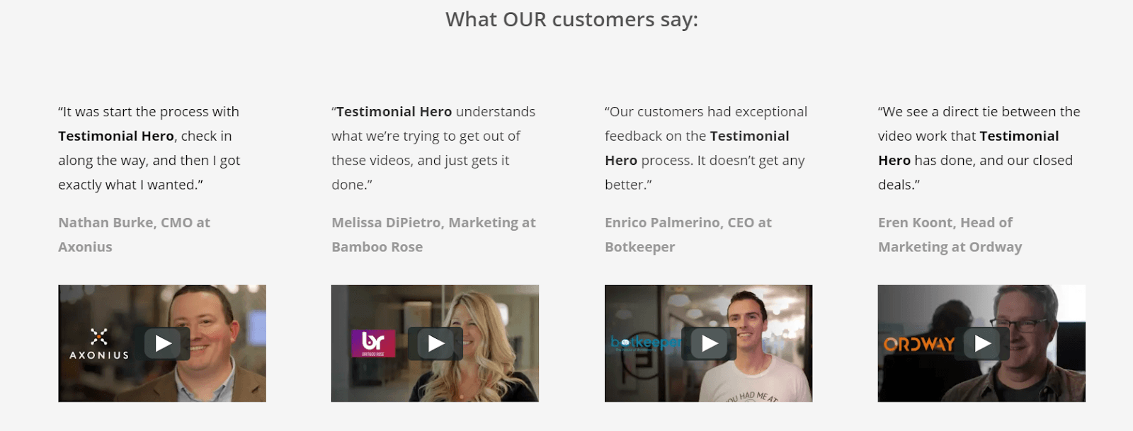 video testimonials