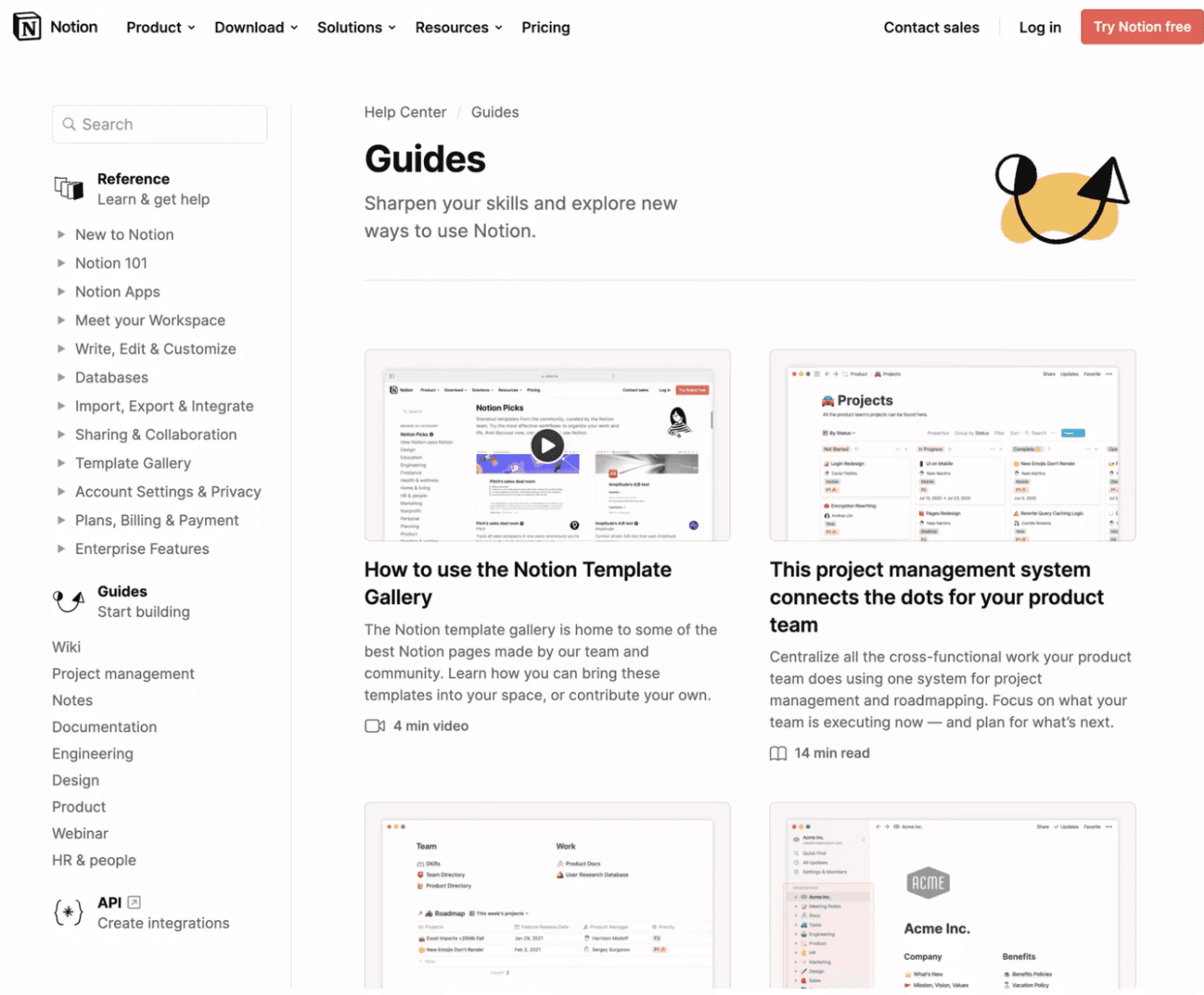 notion screenshot Notion screenshot of video onboarding